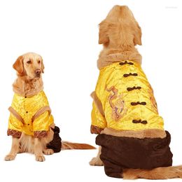 Dog Apparel Clothing Tang Suit Large Golden Samoye Alaska Big Autumn Winter Pet Puppy Year's Cotton Padded Clothes Coats