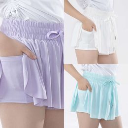 Lu Align Running Children's Align Shorts Tennis New Short Kids Girls Skirt-shorts Teenager Pocket Sports Pants Clothing Jogger Lemon Woman Lady