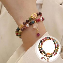 Strand Bead Bracelet Elegant Vintage Faux Pearl Tourmaline For Women Colourful Elastic Luxury Jewellery To Enhance Well-being