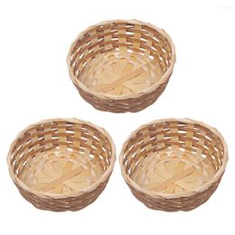 Dinnerware Sets Woven Basket Snack Storage Fruit Container Bread Bamboo Home Serving Pallet