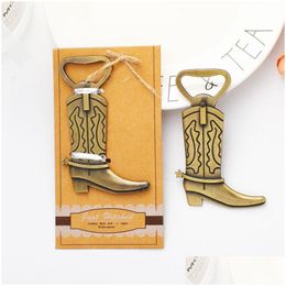 Openers Vintage Bronze Alloy Cowboy Boot Shape Bottle Opener Personality Bar Kitchen Tool Soda Beer Cap Wedding Favour Gift Drop Delive Dhqji