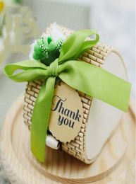 30pcs Creative Heart Shape Bamboo Wedding Favours Candy Boxes Bomboniera Party Gift Box with Tags Flowers Bowknots1844044