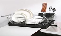 Stainless Steel Dish Drainer Drying Rack Kitchen Storage Holder Organizer Basket281J3093316