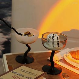 Wine Glasses Simple Creative Ins Style Ice Cream Cup Korean Cute Tall Dessert Glass High Temperature Resistant Household