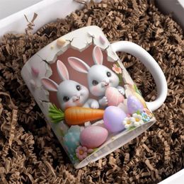 Mugs Easter Mug 3D Ceramic Cute Coffee 12 Oz Party Creative Clear Heart Set