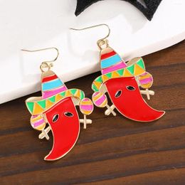 Dangle Earrings Flymoon Punk Red Pepper For Women Creative Design Small Pendant Christmas Accessories Wholesale