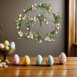 Decorative Flowers Easter Eggs Garland Hanging Decoration Flexible Ornament Floral And Egg For Indoor Outdoor Holiday Party Home Fireplace