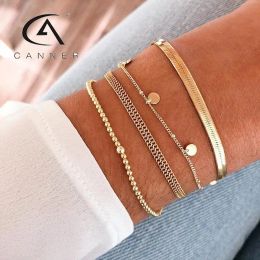 Necklaces CANNER Classic Snake Chain Bracelets for Women 925 Sterling Silver Plated Cuban Chain Bracelet Ladies Anniversary Gifts Jewellery