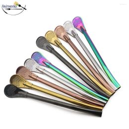 Drinking Straws 5 Colours 2024 Arrival Fashion Stainless Steel 5Pcs Tea Yerba Mate Straw Gourd Bombilla Philtre Spoon