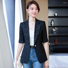 Women's Suits Half Sleeve Formal Elegant Blazers Jackets Coat Spring Summer Professional Business Work Wear Ladies Outwear Tops Clothes
