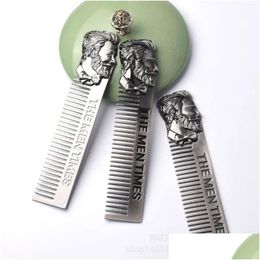 Hair Accessories High Quality Cool Men Beard Sha Template Stainless Steel Comb Trim Tool Drop Delivery Products Tools Dhphp