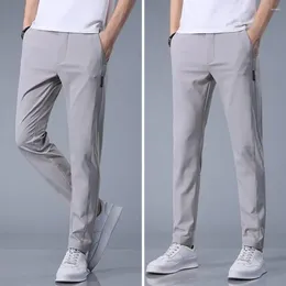 Men's Pants Trendy Trousers Elastic Waist Quick Dry Pure Colour Men Suit Slim Fit Summer Male Clothes