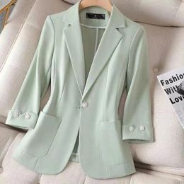 Women's Suits Spring Summer Suit Coat One Button Short 2024 Casual Slim Single Layer Thin Style Jacket Female Outerwear Top