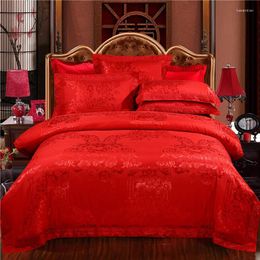 Bedding Sets Wedding Four-Piece Cotton Bright Red 1.8M Bed Sheet Quilt Cover Set