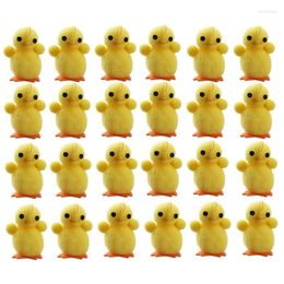 Decorative Figurines 24Pcs Simulation Easter Yellow Chick Mini Toys Plush Chicken Gift Home Decor For Kids