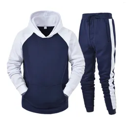 Men's Tracksuits 2024 Spring Men Unisex Hoodies Sweatshirt Sweatpant Jogging Patchwork Running High Quality Sportswear Set Tracksuit