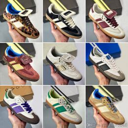 2024 Wales Bonner Mens Women Platform Low-Casos-Schuhe Hochwertige Leoparden Dunkelbraune Fuchs Braune Pony Toncreme Weiße Männer Frauen Trainer Sneakers Größe 36-45