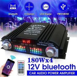 Amplifier BT998 12V/220V Mini bluetooth HiFi Power Amplifiers Stereo Car Home Audio Digital Sound Amplifier LCD Display FM SD USB Bass