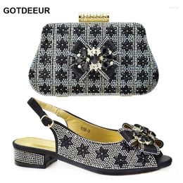 Dress Shoes And Bag For Party Wedding 2024 Fashion Women Bride Matching Set Decorated With Rhinestone