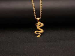 18K Gold Plated Gold Dragon Pendant Necklace Mens Charm with 24inch Cuban Link Chain Hip Hop Jewelry7733607