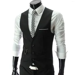 Men's Vests 2024 Formal Black Grey Vest For Men Slim Fit Suit Sleeveless Business Blazer Jacket Mens Waistcoat Chaleco Hombre