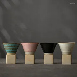 Mugs Japanese Mug Vintage Rough Pottery Coffee Cup Creative Bamboo Hat Tea Ceramic