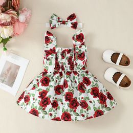 Summer Toddler Baby Girl Princess Dress Clothing Sleeveless Floral Fashion Children Daily Holiday Clothes 240322