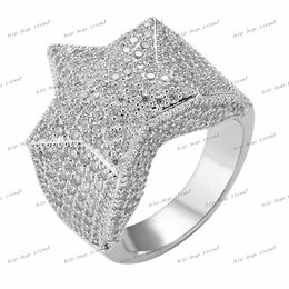 BES Fine Jewelry Custom Diamond 925 Sterling Silver Engagement Rings GRA VVS Moissanite Star Ring Men