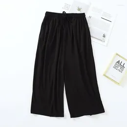 Women's Sleepwear Large Style Bottoms Womens Ladies Leg Loose Cropped Pants Summer Home Thin Wide Solid Modal Trousers Size Japanese Colour