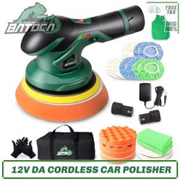 BATOCA Cordless Car Polisher 12V Wireless DA Car Polishing Machine Brushless Dual Action Buffer Free 2pcs 2.0Ah Lithium Battery 240321