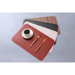 Table Mats Wood Grain Rounded Corner PU Placemat Thickened Waterproof Non-slip Insulation Pad Simple Japanese