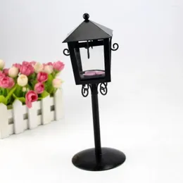 Candle Holders Handicraft Pavilion Holder Wrought Iron Street Lamp Shape Wind Ornaments Simple Tray