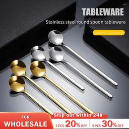 Dinnerware Sets 12-piece Gold Spoon Set Beautiful Long-handled Golden Coffee Stainless Steel Holiday Kitchen Tableware Gift