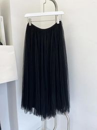 Skirts Hand-pleated Mesh Skirt Upper Body Light And Transparent Casual Fashion 2024 Summer
