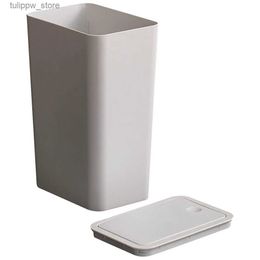 Waste Bins Trash Can Lid Square Rectangle Household Litter Kitchen White Room Narrow Bathroom Office L46