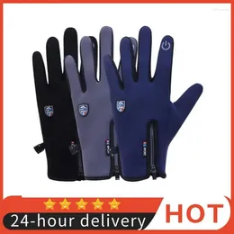 Cycling Gloves Winter Men's Full-finger Warm Touchscreen Sport Zipper Fleece Windproof Outdoor Riding Non-Slip Camping Women