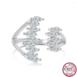 Cluster Rings S925 Sterling Silver Women's Open Ring Light Luxury Boat Anchor Shape Zircon Inlaid Sexy Wedding Jewelry