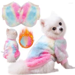 Dog Apparel Pet Clothes Winter Warm Coral Fleece Sweater Coat Tie Dye Soft Pajamas For Puppy Cat Pit Bull Chihuahua