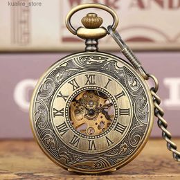 Pocket Watches Vintage Charm Roman Digital Mechanical Roll Mens Pocket Vintage Style Thanksgiving Gift Vintage Pocket Time L240402