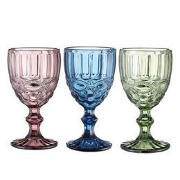 Wine Glasses European Style Embossed Glass Stained Beer Goblet Vintage Household Juice Drinking Cup Thickened 12 Drop Delivery Home Dheoz
