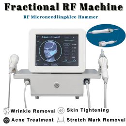 Dual Handles RF Fractional Microneedling Machine Acne Treatment Pore Shrinkage Ice Cold Hammer Calm Skin Portable Design