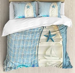 Bedding Sets Nautical Set For Bedroom Bed Home Sea Objects On Wooden Backdrop With Vintage Boa Duvet Cover Quilt And Pillowcase