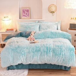 Bedding Sets Colourful Mink Fleece Crystal Four-piece Set Plush Home Textile Kit Winter Warm Bed