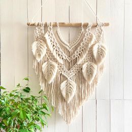 Tapestries Hand-woven Macrame Leaves Tassel Tapestry Cotton Rope Wall Hanging Bohemia Tapesrty Room Decoration Tasestry Art Craft