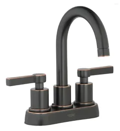 Bathroom Sink Faucets Two Handle Faucet Oil-Rubbed Bronze Accessories Installed On 3-hole Sinks W/ A 4-inch Centerset Configuration