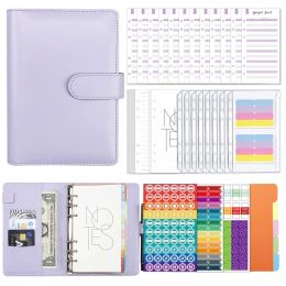 Notebooks 2023 A6 PU Leather Budget Binder Notebook Notepad Diary Planner Cash Envelopes Pockets for Money Saving Bill Organizer