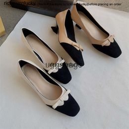 the row shoes Pure original the * row single shoes Womens bow shallow stitching Womens shoes Square toe thin high heel single shoes Commuter womens shoes high quality