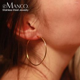 Hoop Earrings E-Manco 50MM Circle Hyperbole Earring Women Large Thin Stainless Steel For Trendy Big