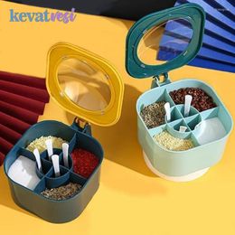 Storage Bottles Kitchen Seasoning Box With Spoons Multi Compartment Spice Jars Condiment Container Organizer