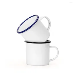 Mugs Sublimation Blank Stainless Steel Enamel With Silver Edge Small White Camping Coffee Tea Cup Personalised DIY